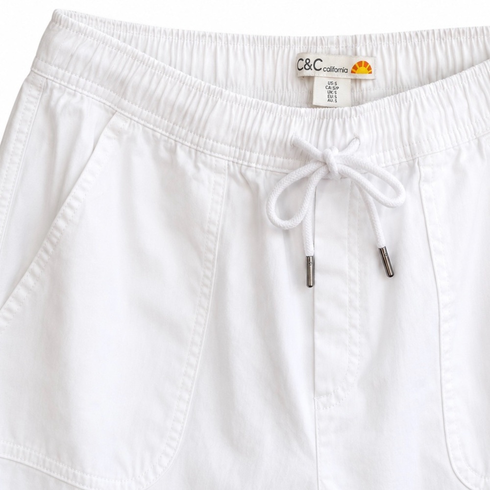 C&C California White Joggers Drawstring Pants Cotton Blend Pull-On Small Casual - Picture 3 of 8